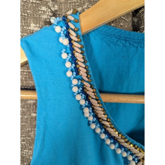 Vintage Miss Sixty Blue Beaded Keyhole‎ Cropped Tank Top Y2K - Picture 3 of 7